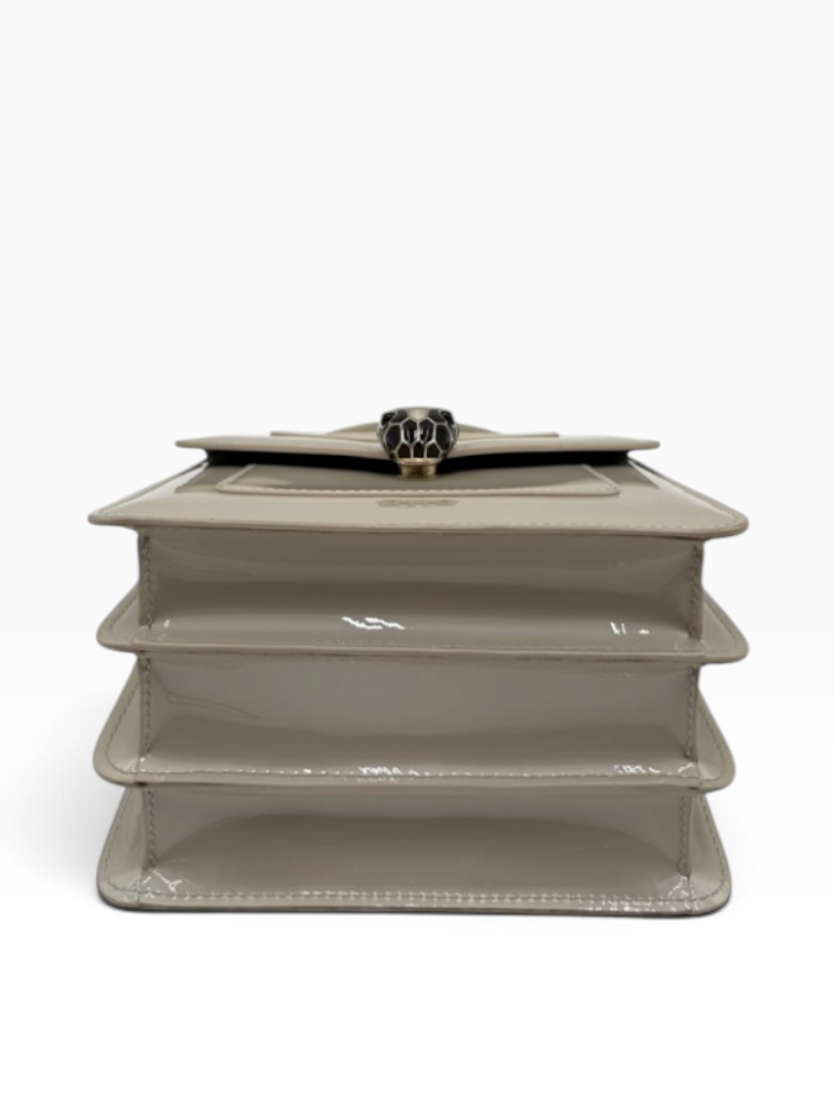 BVLGARI SERPENTI FOREVER CREAM VERNIS SATCHEL