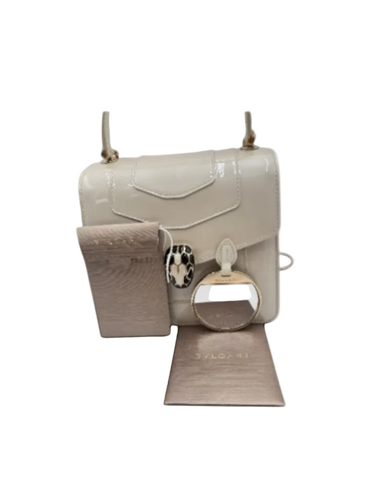 BVLGARI SERPENTI FOREVER CREAM VERNIS SATCHEL
