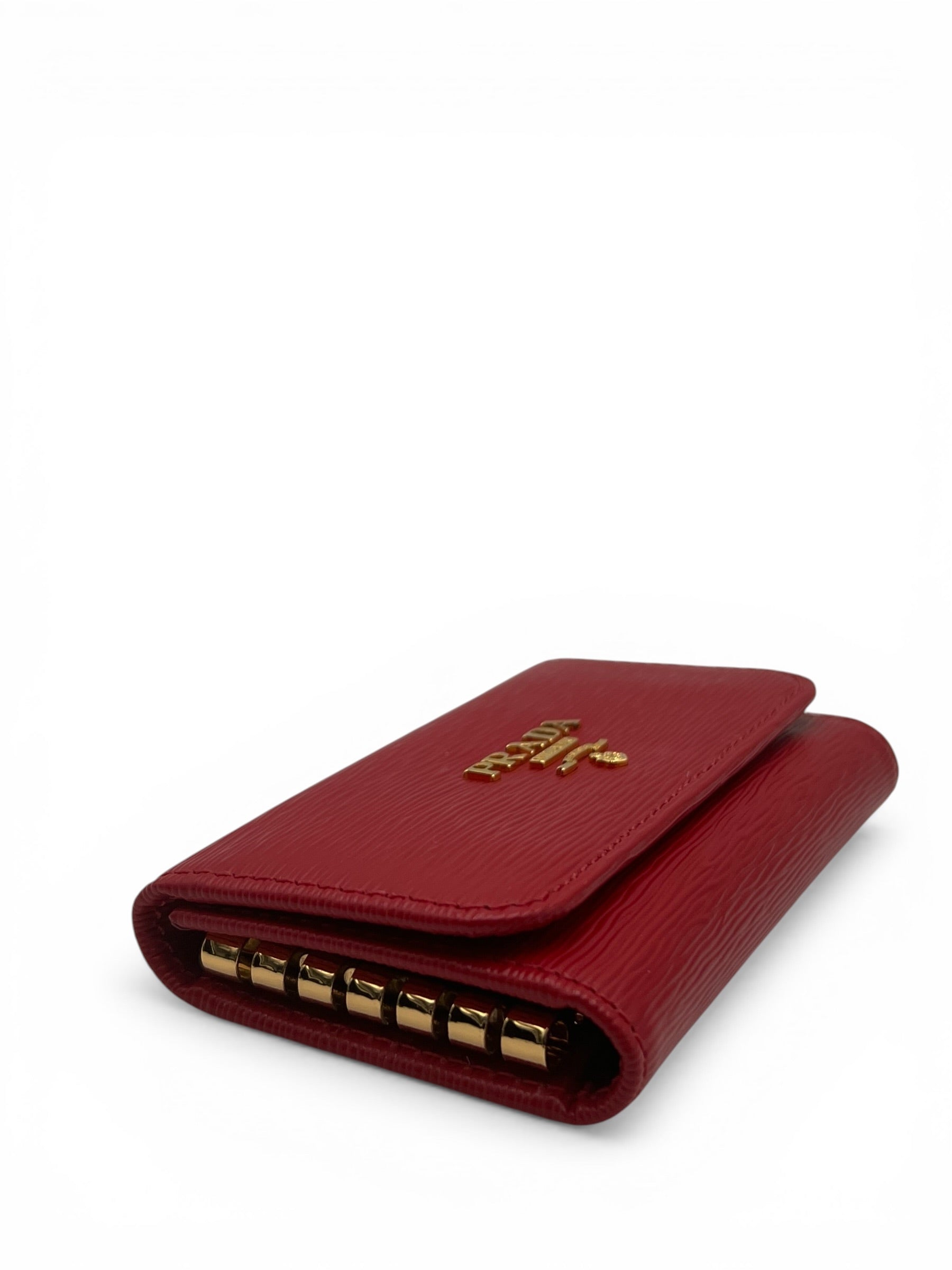 PRADA RED SAFFIANO KEY HOLDER