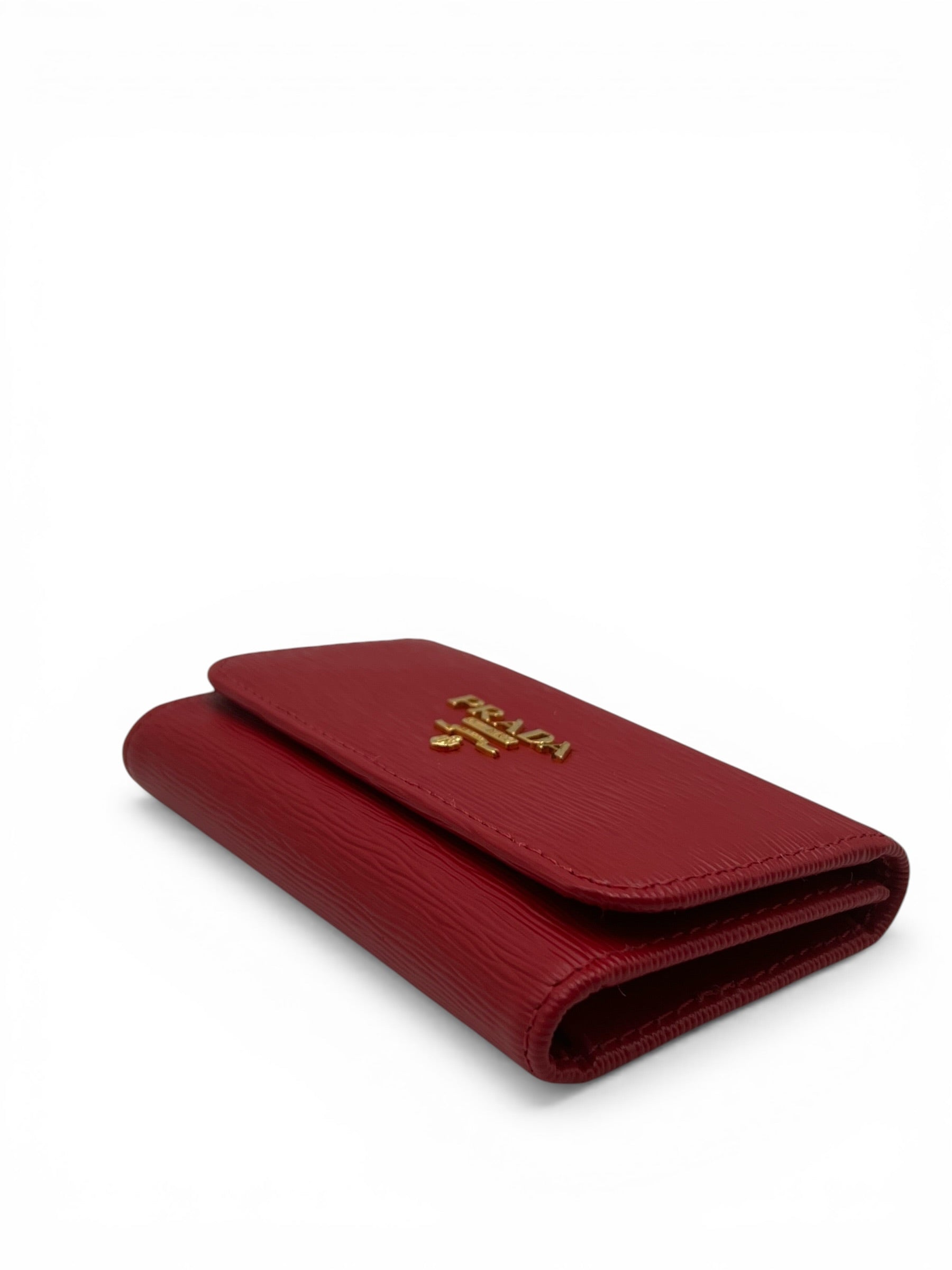 PRADA RED SAFFIANO KEY HOLDER