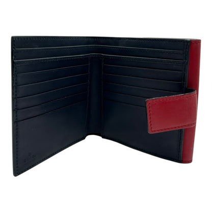 GUCCI RED/BLUE GG SUPREME CANVAS AND LEATHER FRENCH WALLET