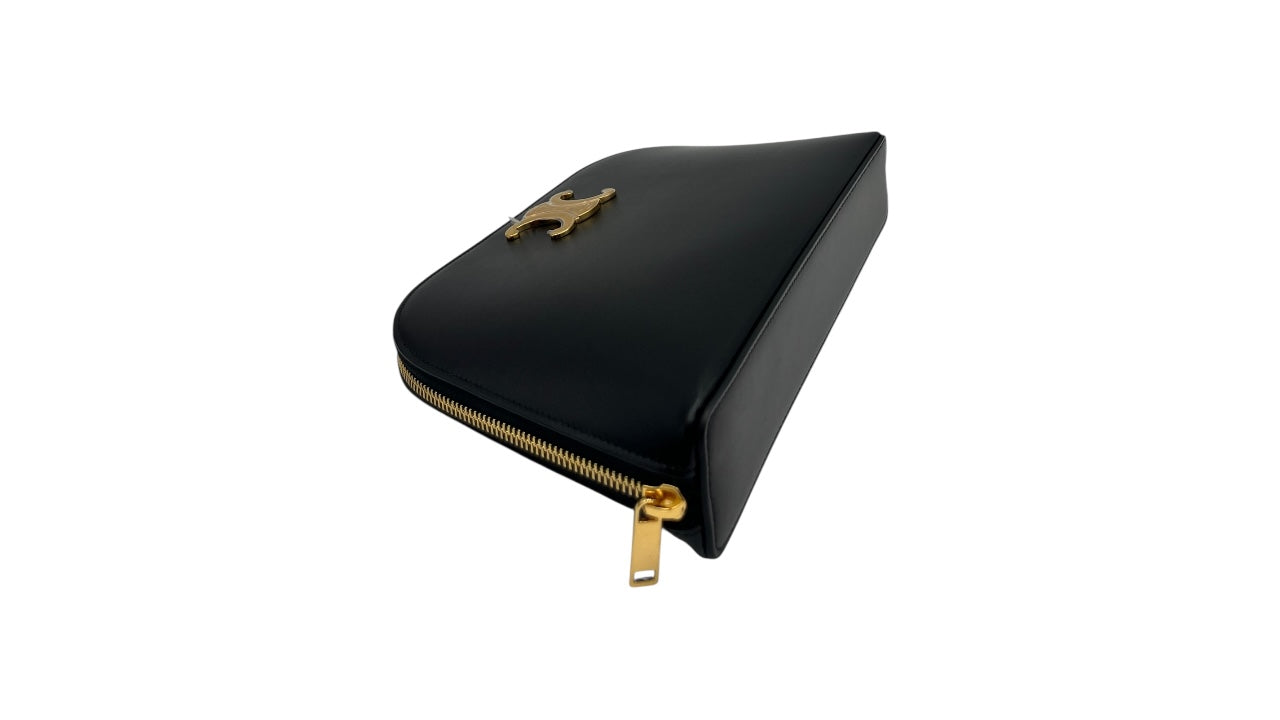 CELINE TRIOMPHE BLACK LEATHER POUCH