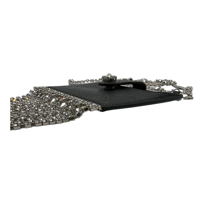 MIUMIU BLACK LEATHER CARD HOLDER CHAIN CROSSBODY