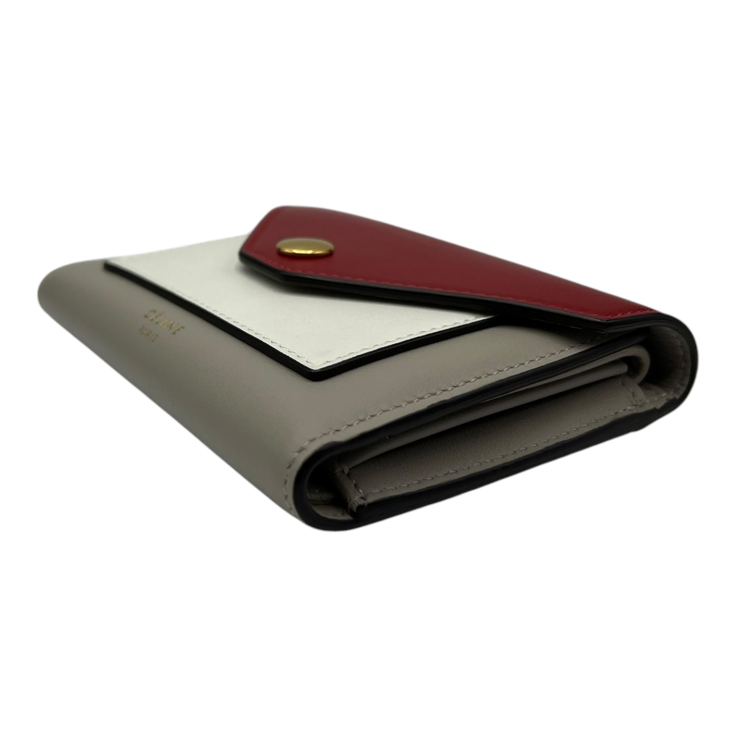 CELINE TRI-COLOR LEATHER SHORT WALLET