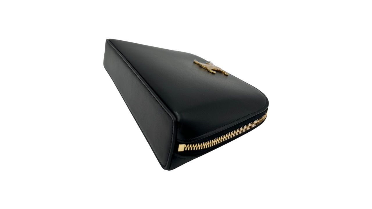 CELINE TRIOMPHE BLACK LEATHER POUCH