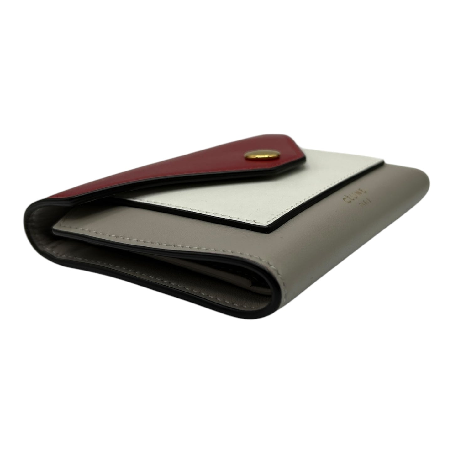 CELINE TRI-COLOR LEATHER SHORT WALLET