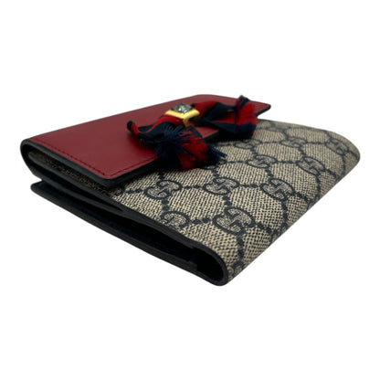 GUCCI RED/BLUE GG SUPREME CANVAS AND LEATHER FRENCH WALLET