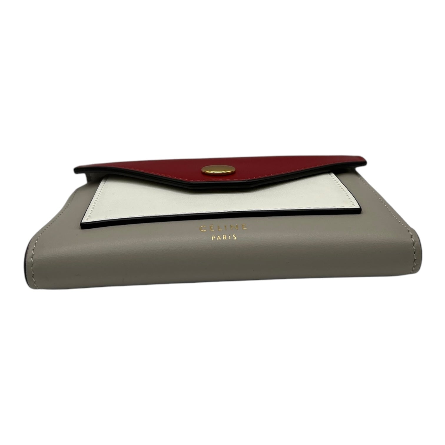 CELINE TRI-COLOR LEATHER SHORT WALLET