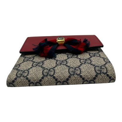 GUCCI RED/BLUE GG SUPREME CANVAS AND LEATHER FRENCH WALLET