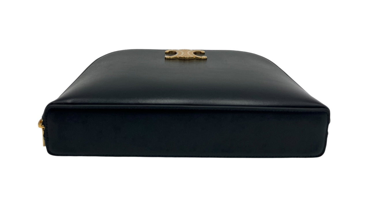 CELINE TRIOMPHE BLACK LEATHER POUCH