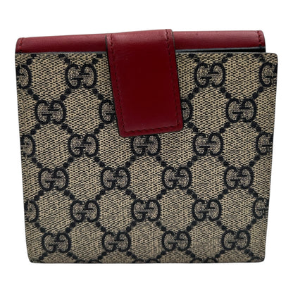 GUCCI RED/BLUE GG SUPREME CANVAS AND LEATHER FRENCH WALLET
