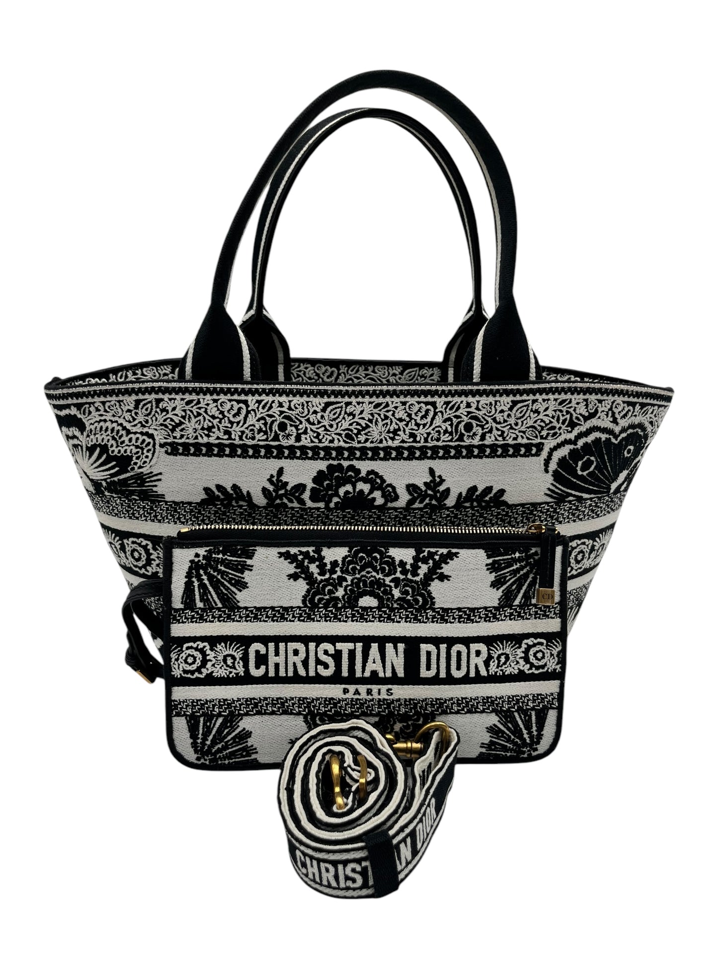 DIOR CANVAS EMBROIDERED BUTTERFLY BANDANA PRINT HAT BASKET BAG