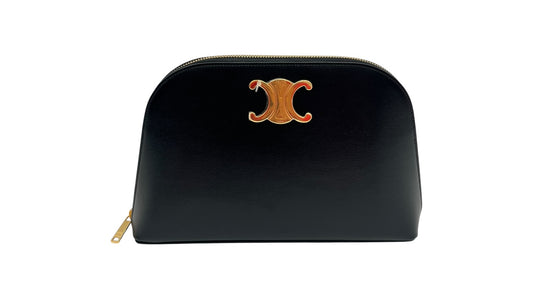 CELINE TRIOMPHE BLACK LEATHER POUCH