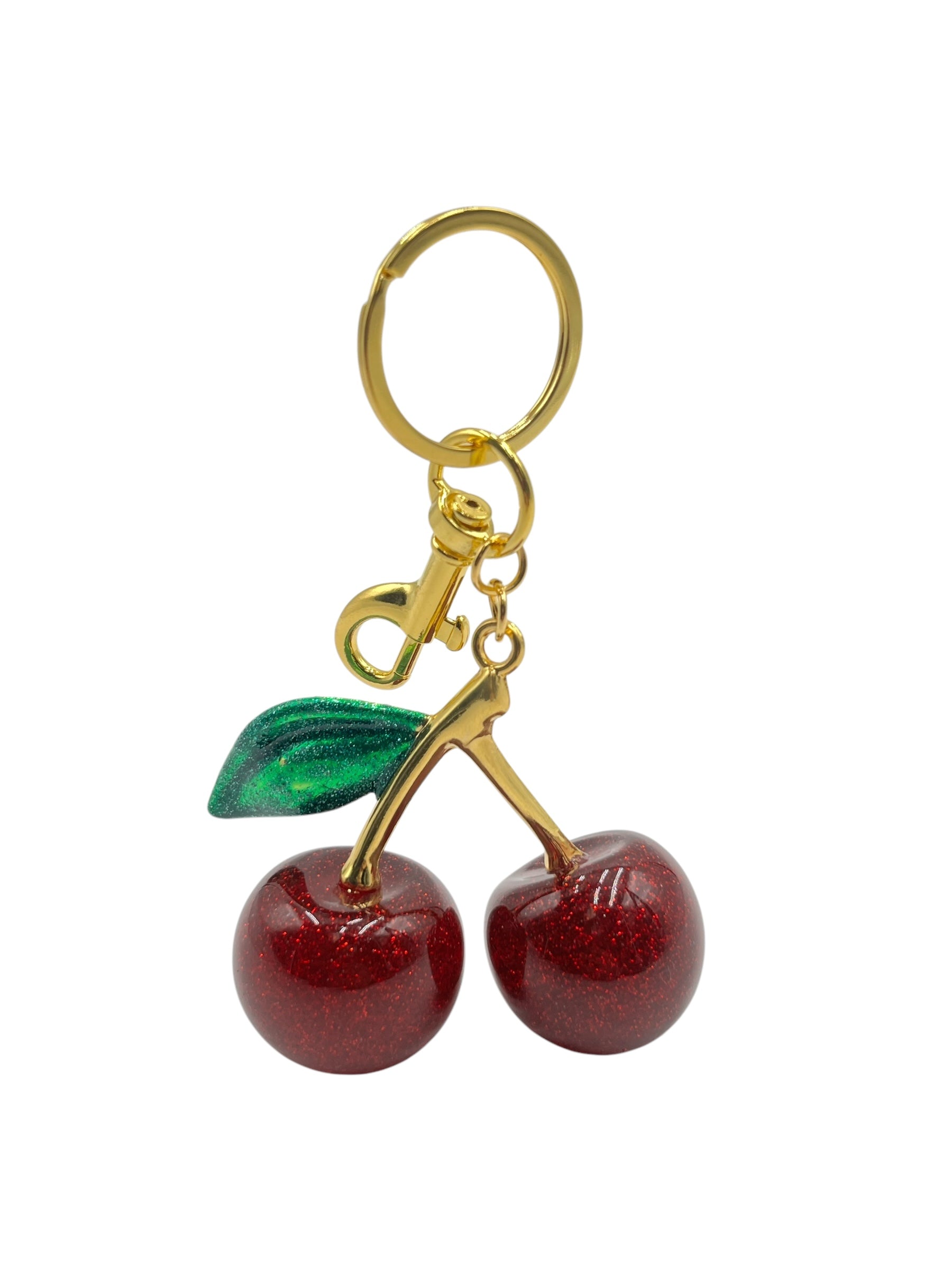 LARGE GLITTERY CHERRY BAG CHARMS
