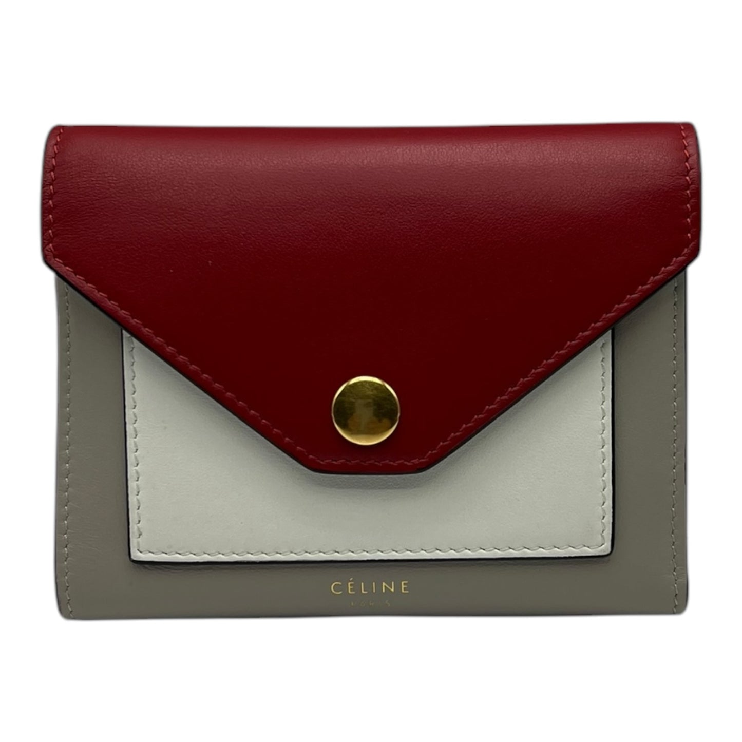 CELINE TRI-COLOR LEATHER SHORT WALLET