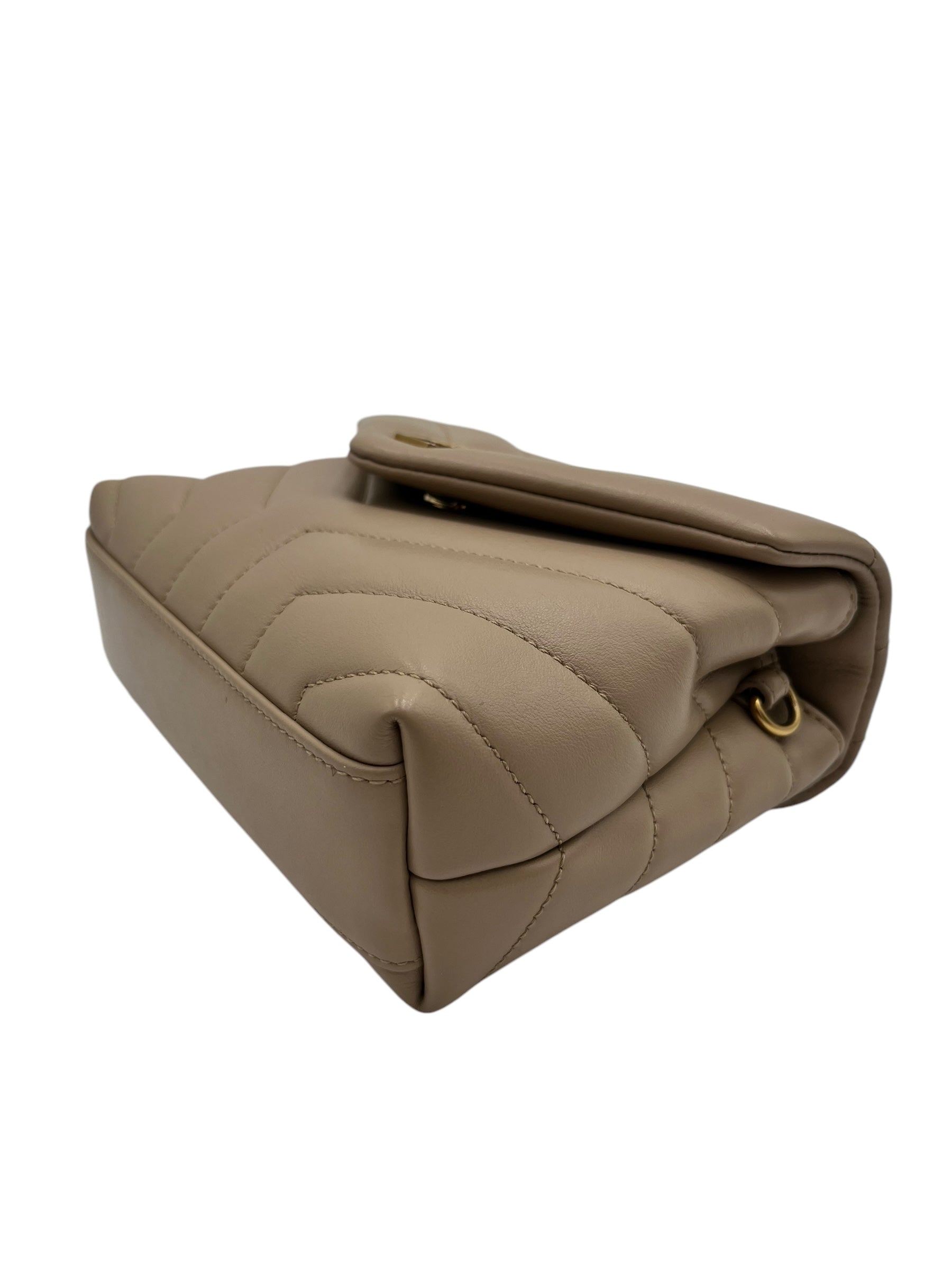 YSL CALFSKIN Y QUILTED MONOGRAM TOY LOULOU BEIGE