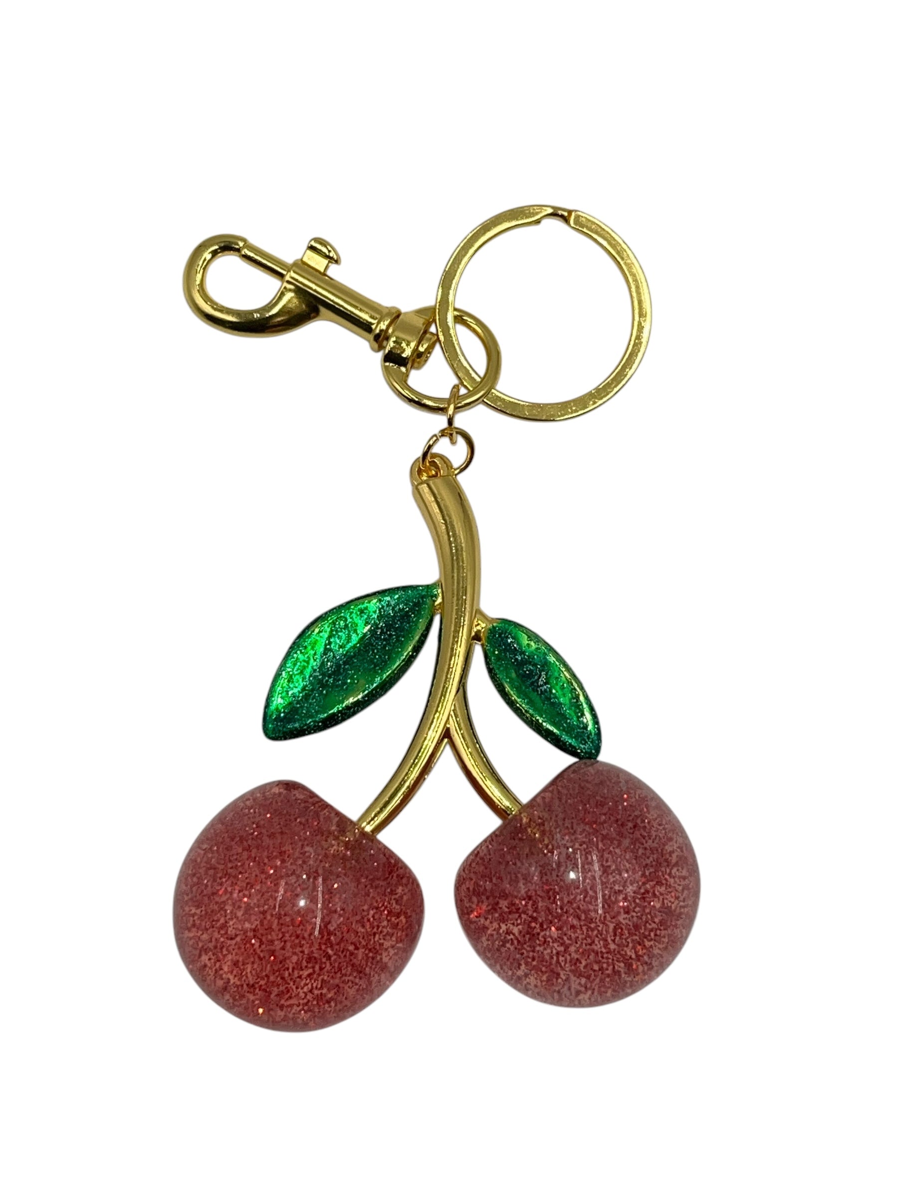 LARGE GLITTERY CHERRY BAG CHARMS