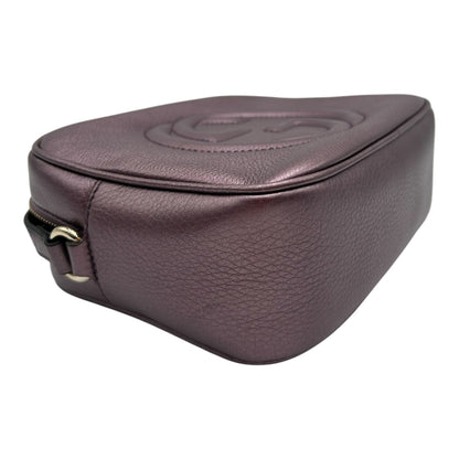 GUCCI SOHO DISCO METALIC PURPLE LEATHER CROSSBODY BAG