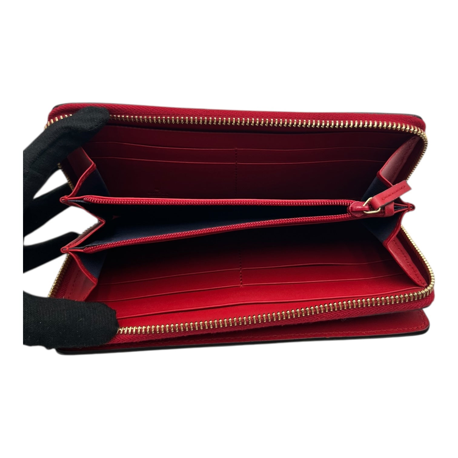 GUCCI GG SUPREME MONOGRAM BLOOMS ZIP AROUND WALLET BLUE/RED