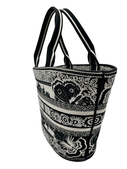 DIOR CANVAS EMBROIDERED BUTTERFLY BANDANA PRINT HAT BASKET BAG
