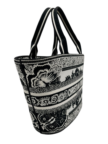 DIOR CANVAS EMBROIDERED BUTTERFLY BANDANA PRINT HAT BASKET BAG
