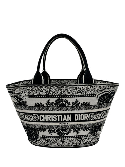 DIOR CANVAS EMBROIDERED BUTTERFLY BANDANA PRINT HAT BASKET BAG