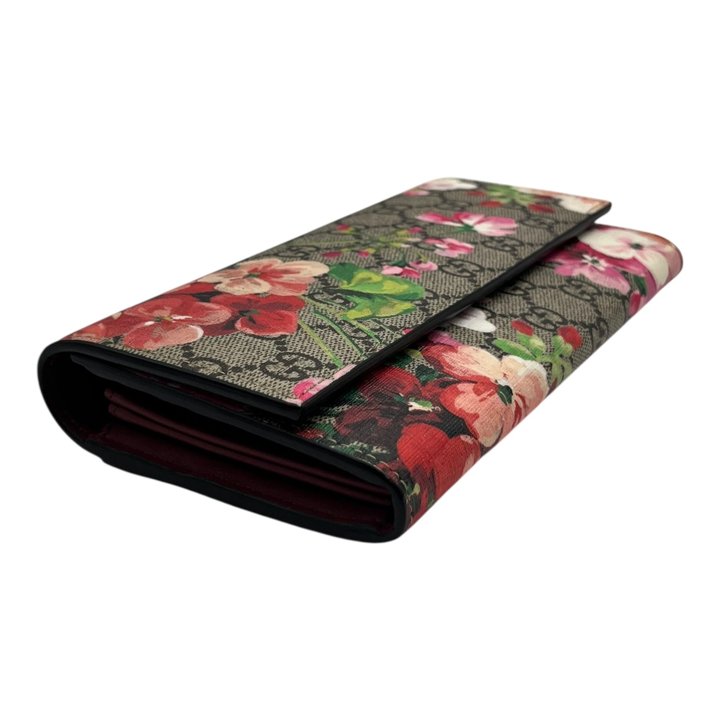 GUCCI SUPREME MONOGRAM BLOOMS CONTINENTAL WALLET MULTICOLOR DRY ROSE