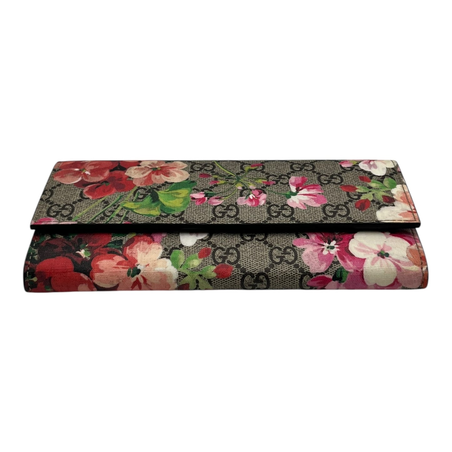 GUCCI SUPREME MONOGRAM BLOOMS CONTINENTAL WALLET MULTICOLOR DRY ROSE