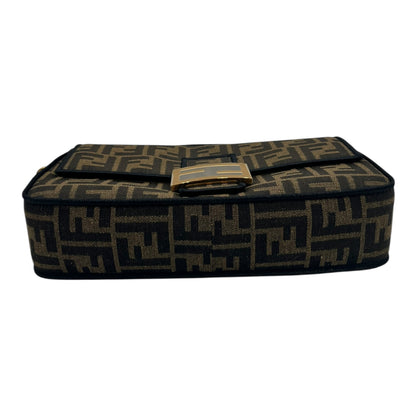FENDI BAGUETTE BROWN FF JACQUARD FABRIC BAG