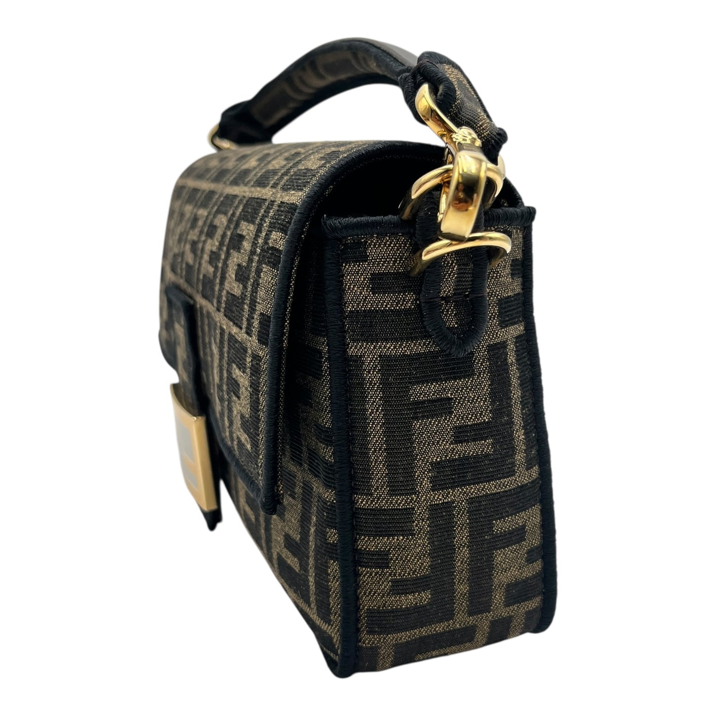 FENDI BAGUETTE BROWN FF JACQUARD FABRIC BAG