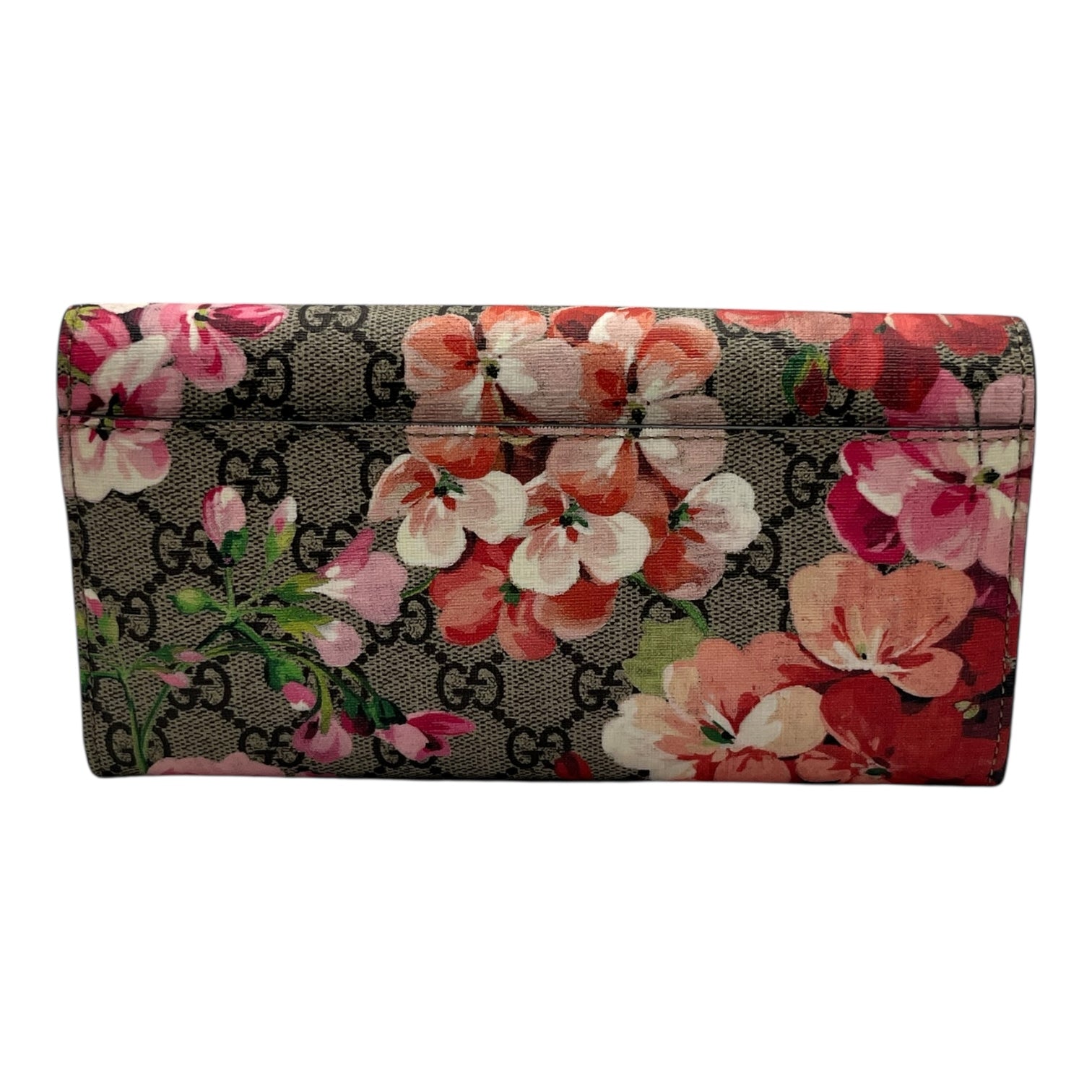 GUCCI SUPREME MONOGRAM BLOOMS CONTINENTAL WALLET MULTICOLOR DRY ROSE