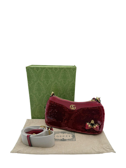 GUCCI OPHIDIA RED FABRIC SHOULDER BAG