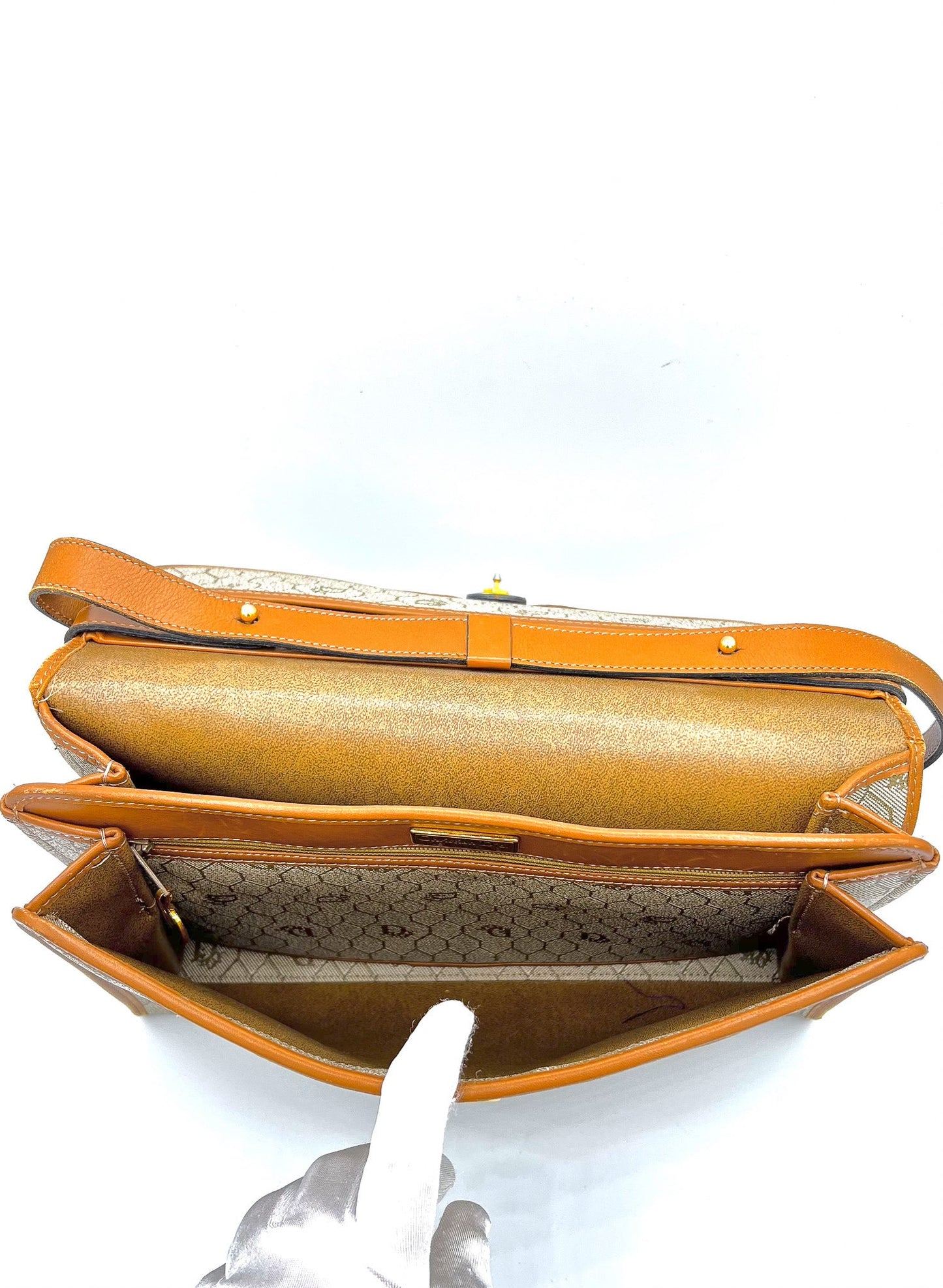DIOR HONEYCOMB CANVAS SHOULDER BAG BEIGE