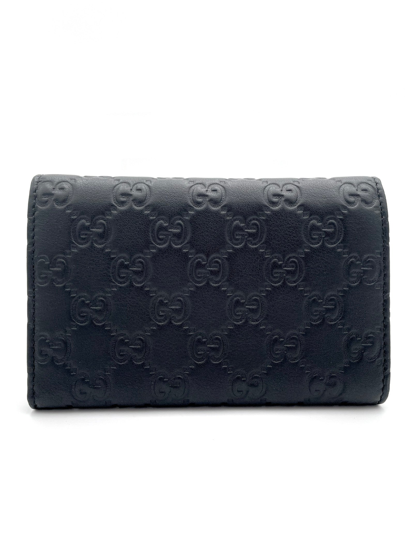 GUCCI BLACK GUCCISSIMA LEATHER CONTINENTAL FLAP WALLET