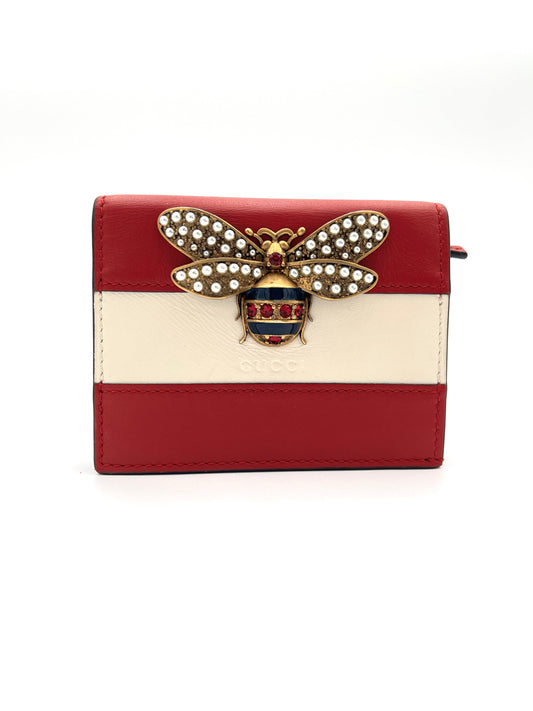 GUCCI QUEEN MARGARET CARD CASE COLORBLOCK RED WHITE
