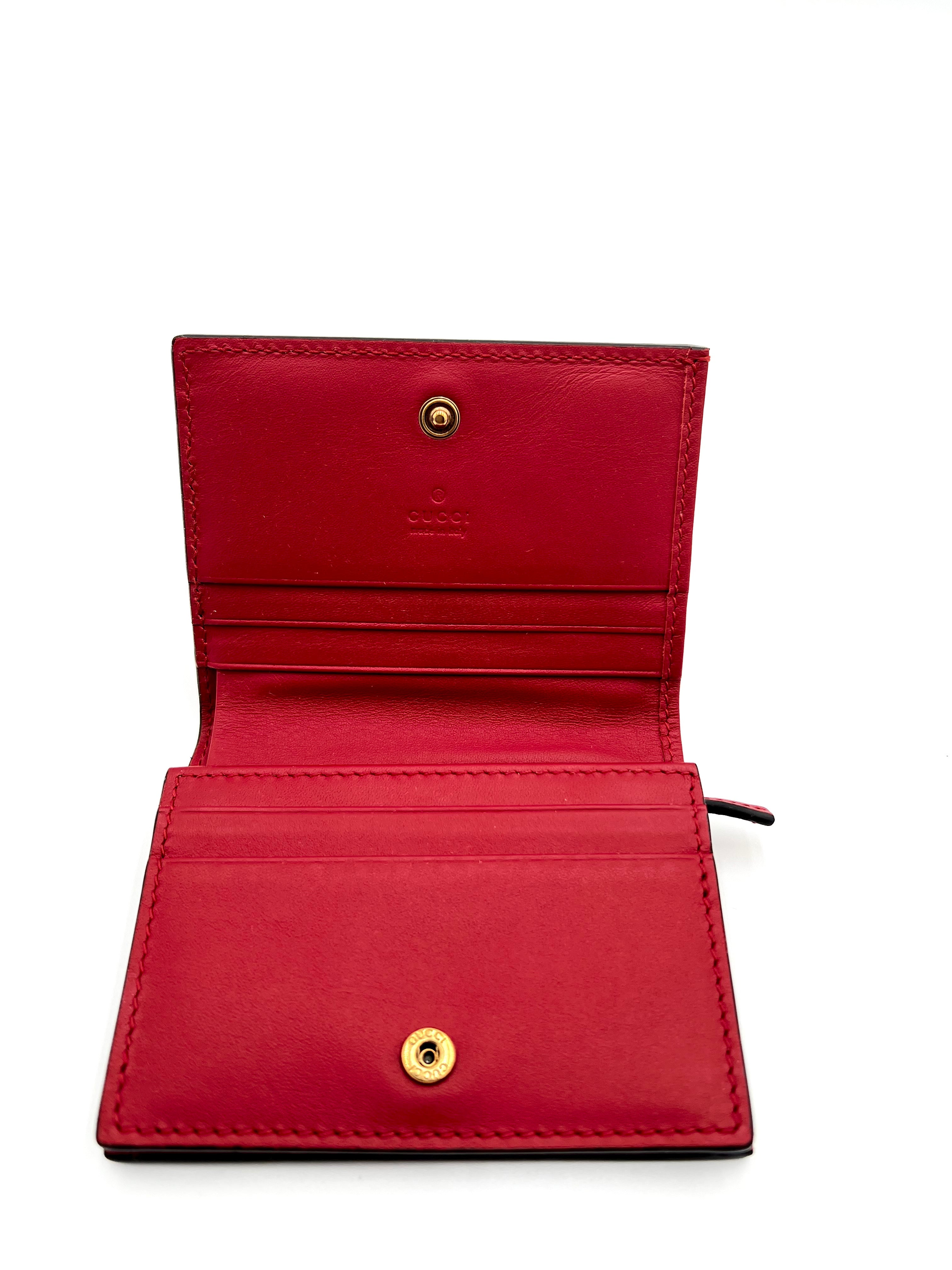 GUCCI QUEEN MARGARET CARD CASE COLORBLOCK RED WHITE
