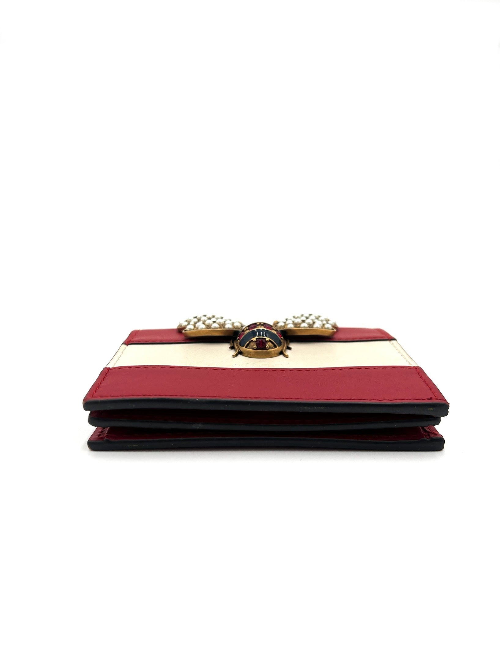 GUCCI QUEEN MARGARET CARD CASE COLORBLOCK RED WHITE