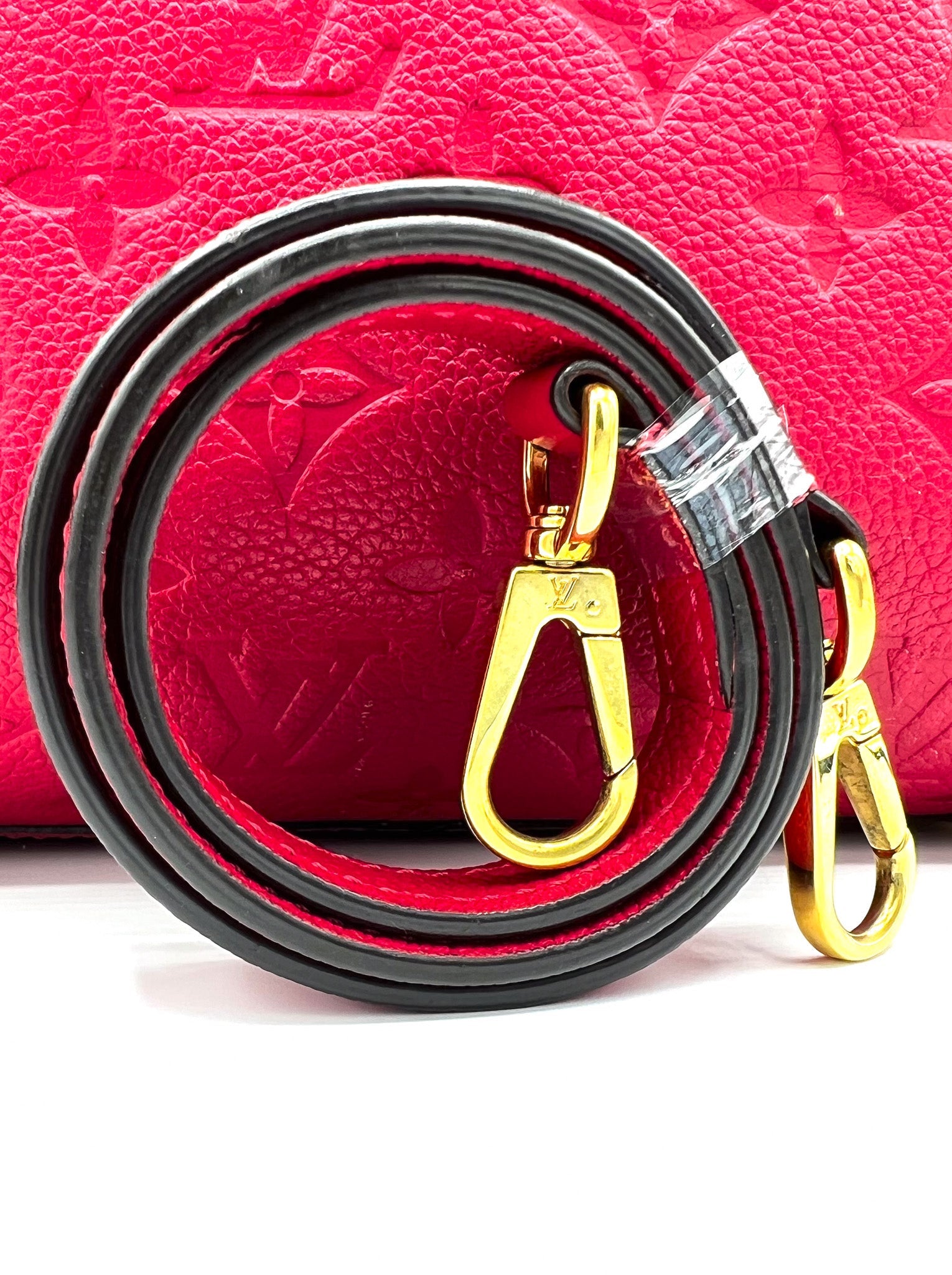 LOUIS VUITTON DAHLIA EMPREINTE LEATHER MONTAIGNE MM SHOULDER BAG RED