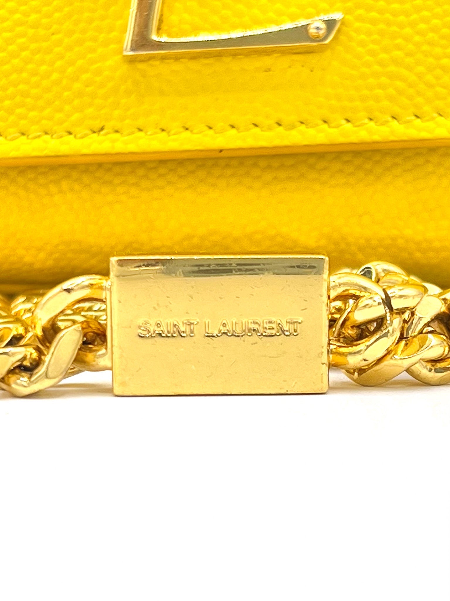 YSL CLASSIC MONOGRAM KATE LEATHER SHOULDER BAG IN YELLOW
